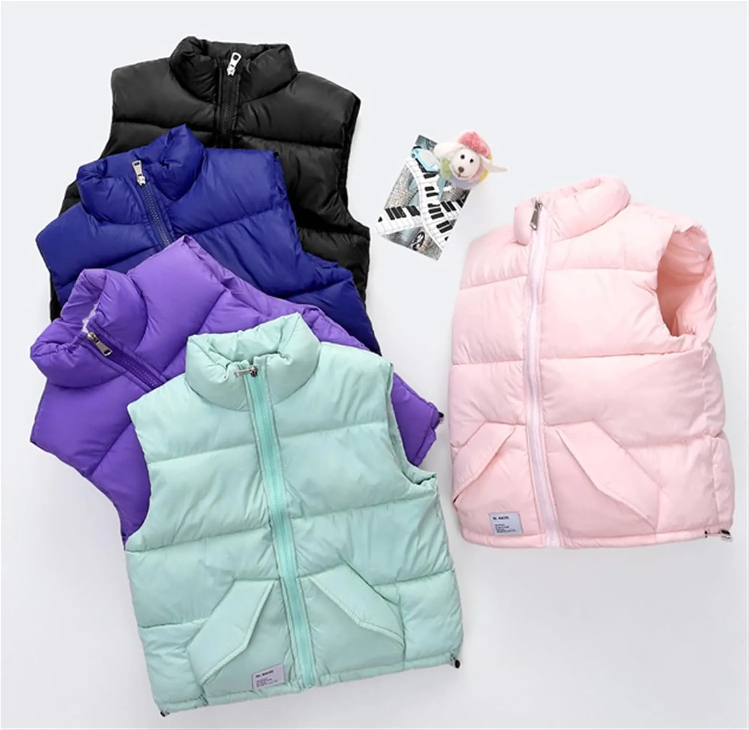 Girls Puffer Vests Coat Boys Sleeveless Thicken Padded Jacket Lightweight Winter Coat