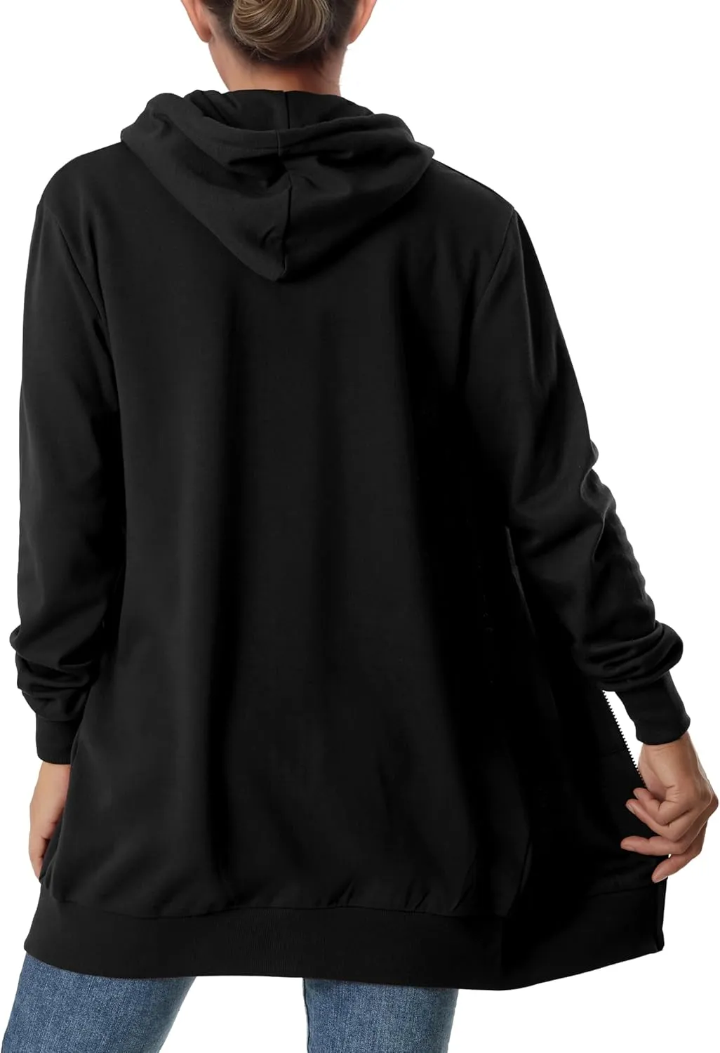 GIVON Womens Zip Up Long Tunic Hoodie Sweatshirt Lightweight Regular Fit Jacket with Pockets