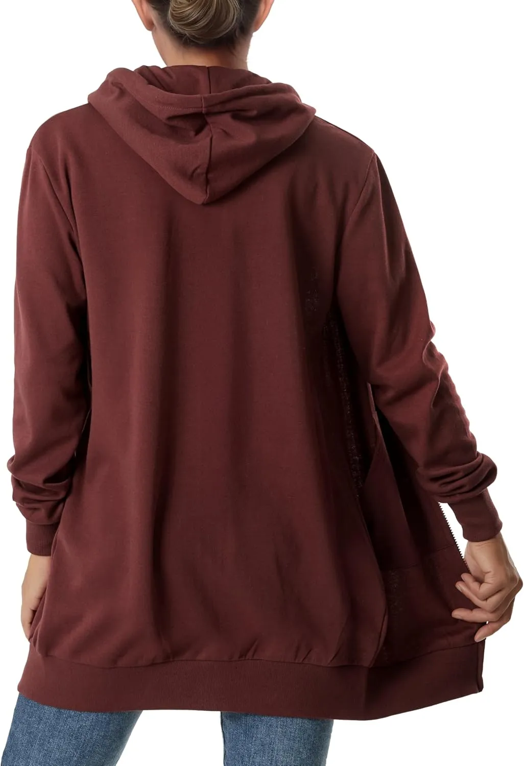 GIVON Womens Zip Up Long Tunic Hoodie Sweatshirt Lightweight Regular Fit Jacket with Pockets
