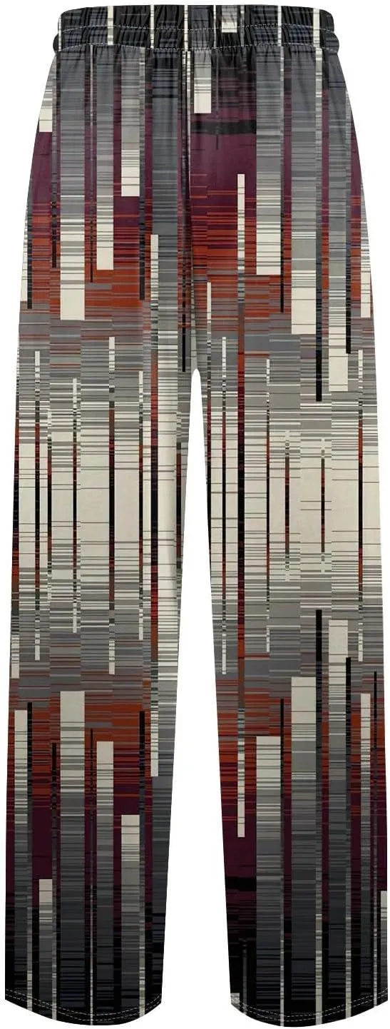 GOFULY Pajama Pants Men Baggy Plaid Sleep Lounge Pants Elastic Waist Drawstring Knit Pants Casual Sleepwear Pants Pockets