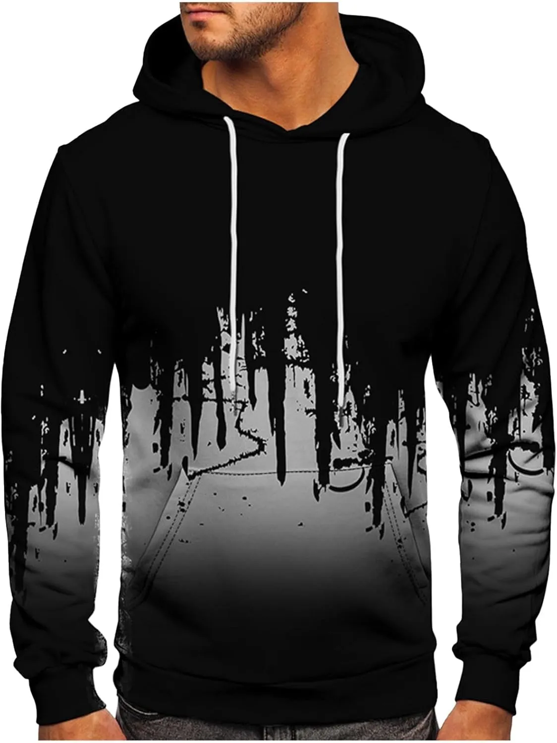 GOFULY Sweatshirt For Men Streetwear Fall Hoodies Long Sleeve Drawstring Hoodie Pullover Winter 3D Print Clothes With Pockets