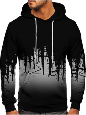 GOFULY Sweatshirt For Men Streetwear Fall Hoodies Long Sleeve Drawstring Hoodie Pullover Winter 3D Print Clothes With Pockets