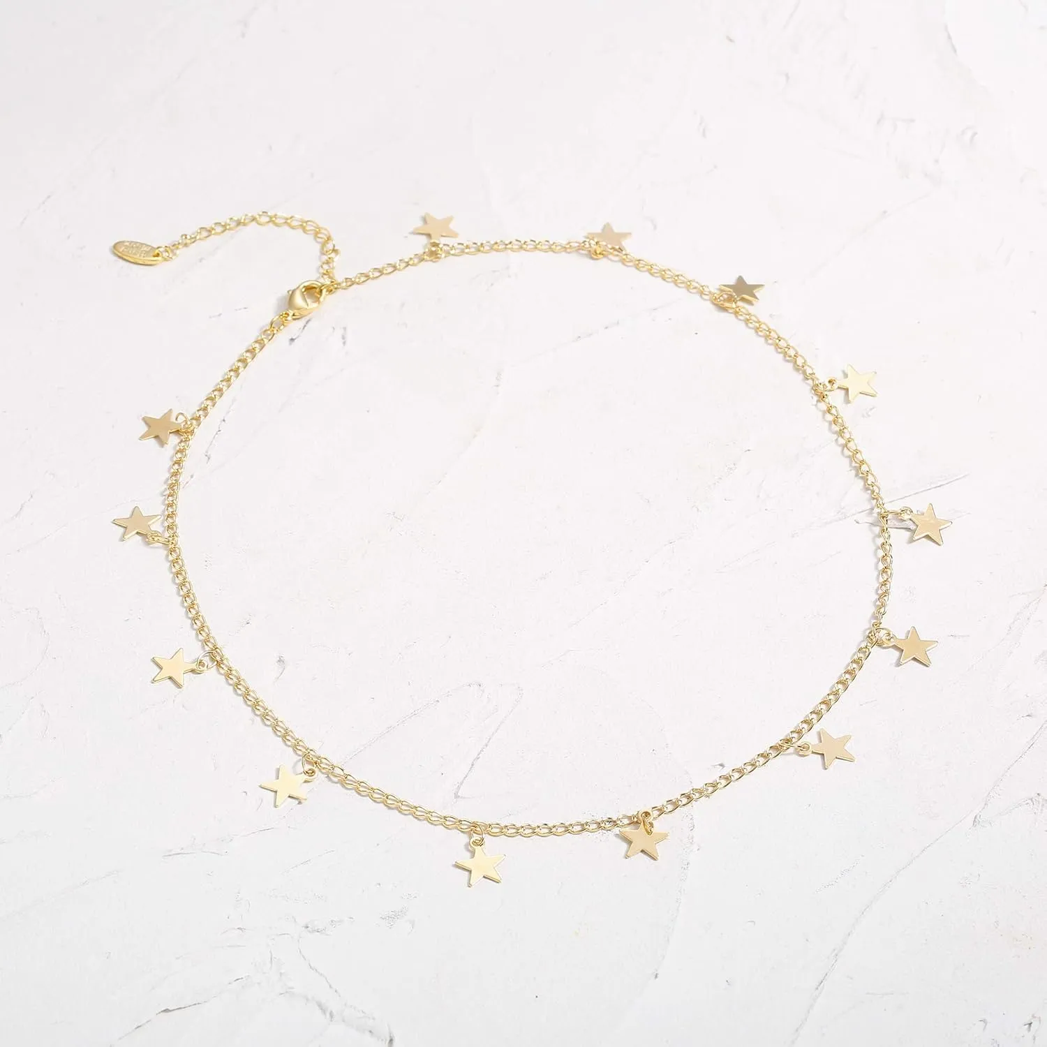 Gold Choker Necklaces 14K Gold Plated/Silver Disc Choker Necklaces Dangling Star Heart Pendant Necklaces Summer Beach Boho Necklaces Aesthetic Necklace Gift for Women