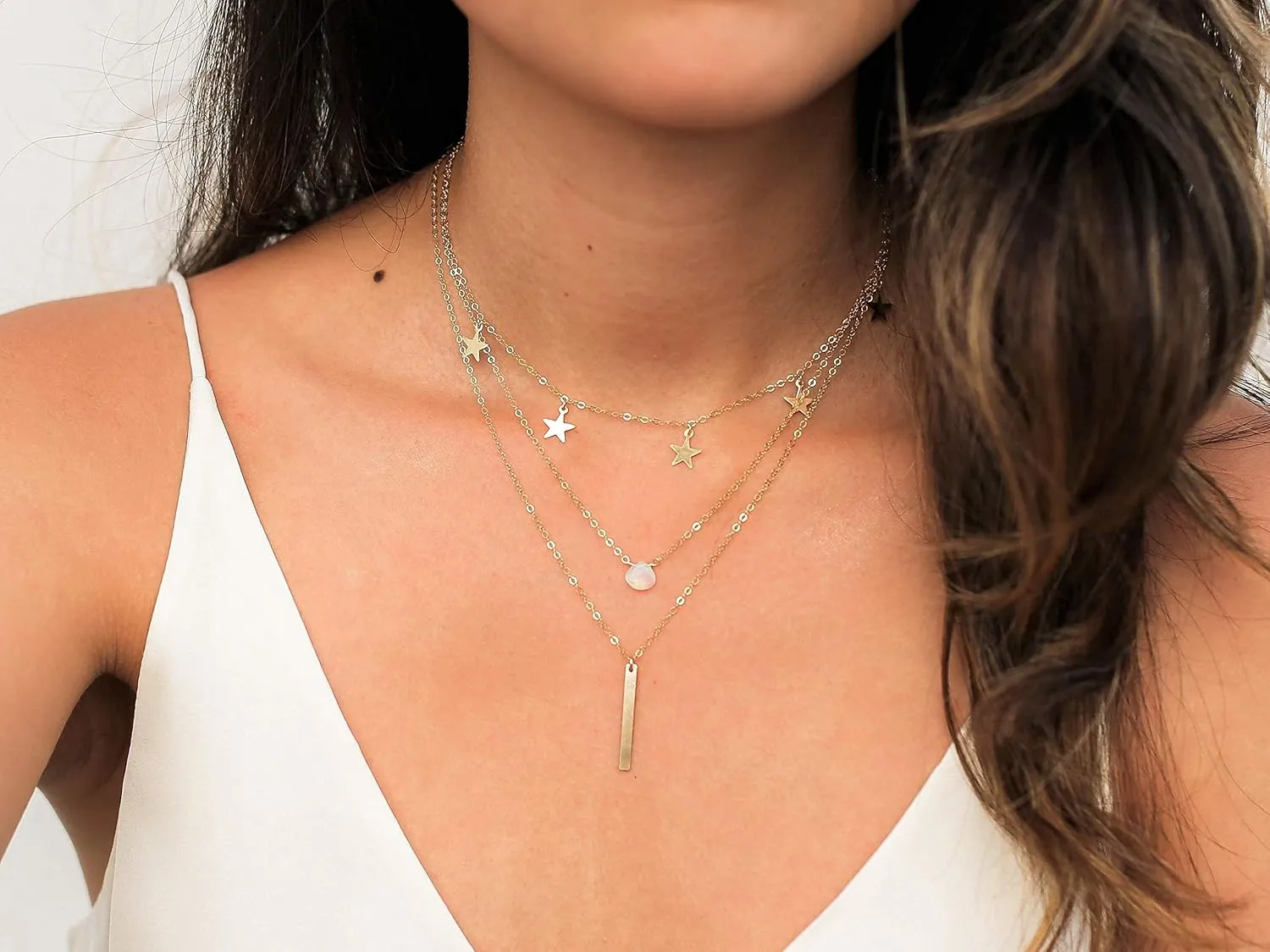 Gold Choker Necklaces 14K Gold Plated/Silver Disc Choker Necklaces Dangling Star Heart Pendant Necklaces Summer Beach Boho Necklaces Aesthetic Necklace Gift for Women