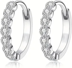 Gold Hoop Earrings Sterling Silver Small Gold Plated Huggie Earrings,Simple And Exquisite Earrings For Women's Daily Wear,Women's Korean Version Zircon Earrings