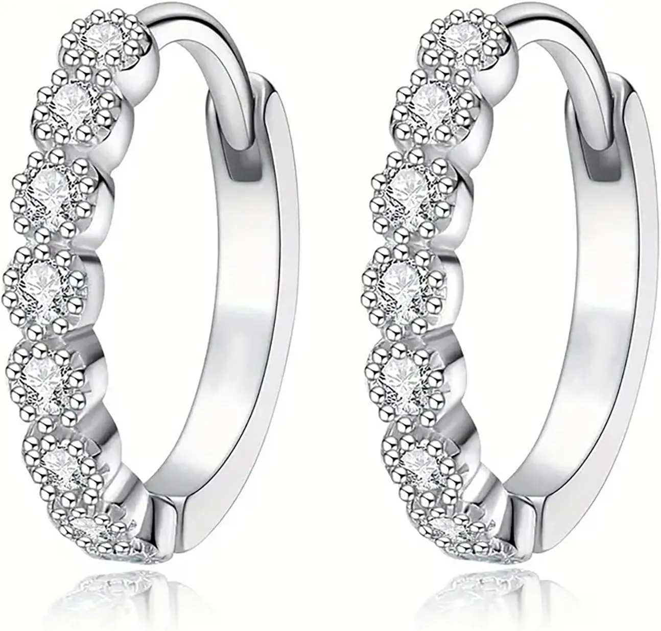 Gold Hoop Earrings Sterling Silver Small Gold Plated Huggie Earrings,Simple And Exquisite Earrings For Women's Daily Wear,Women's Korean Version Zircon Earrings