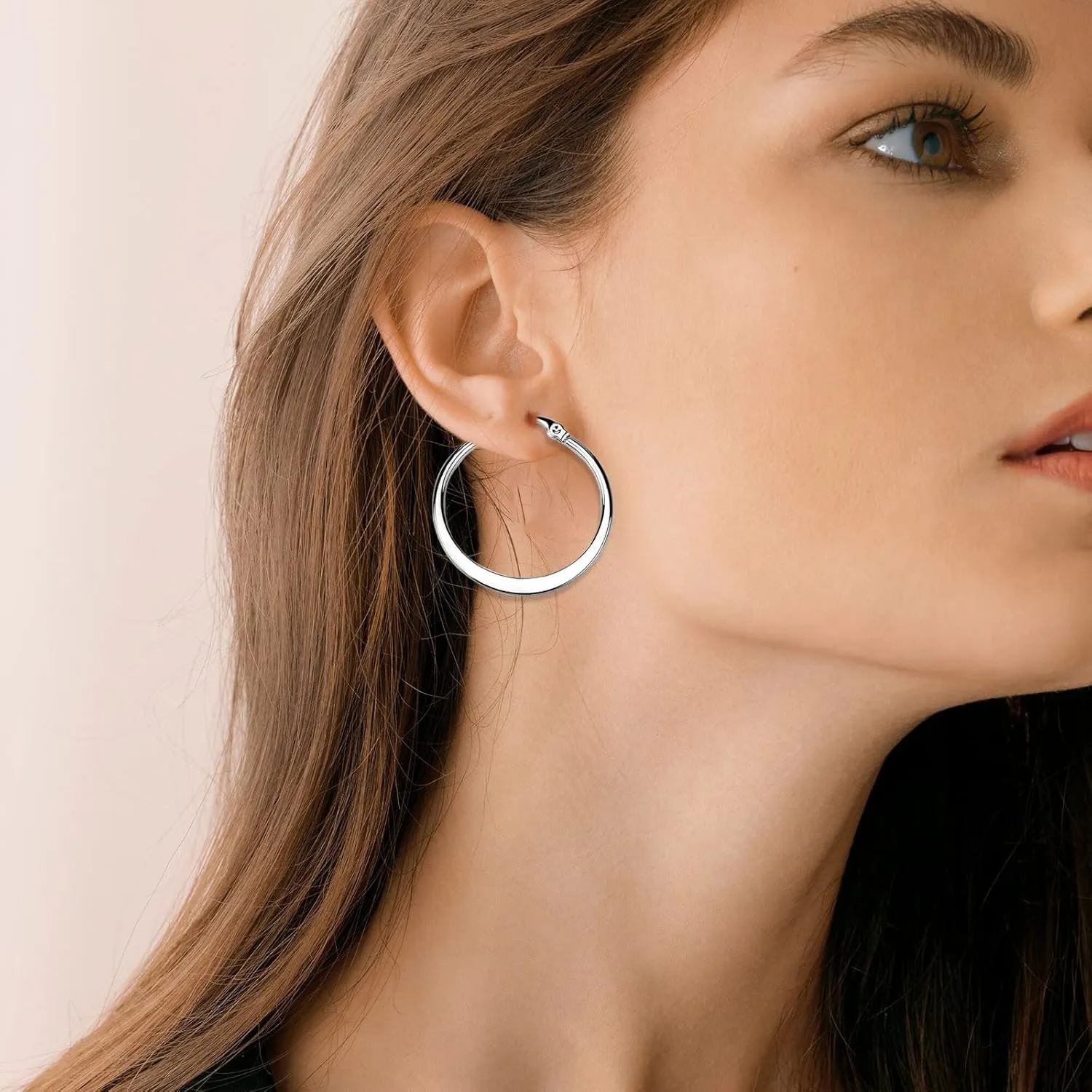 Gold Plated Chunky Hoop Earrings for Women,925 Sterling Silver Post Large Hoop Earrings Mothers Day Jewelry Gifts for Mother