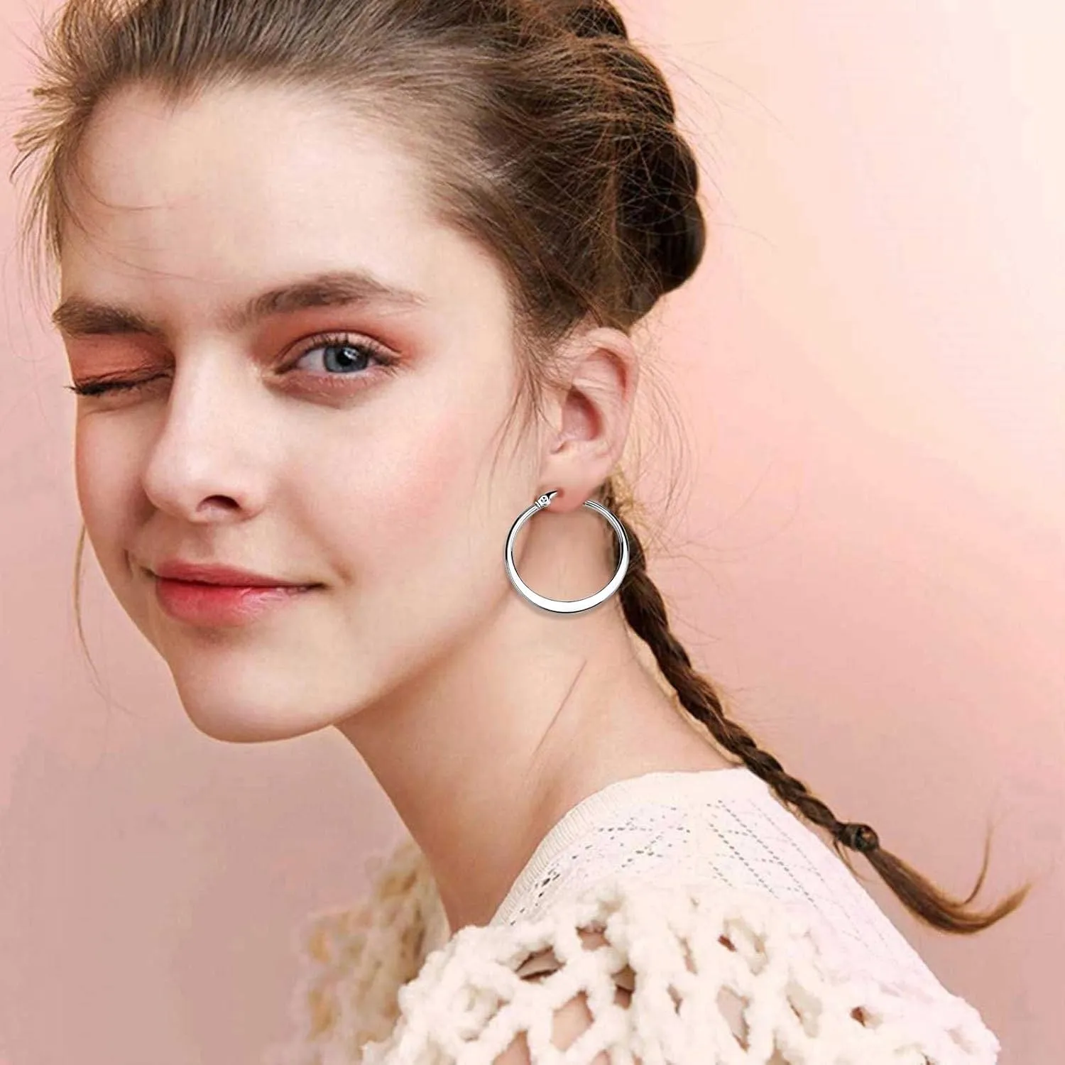 Gold Plated Chunky Hoop Earrings for Women,925 Sterling Silver Post Large Hoop Earrings Mothers Day Jewelry Gifts for Mother