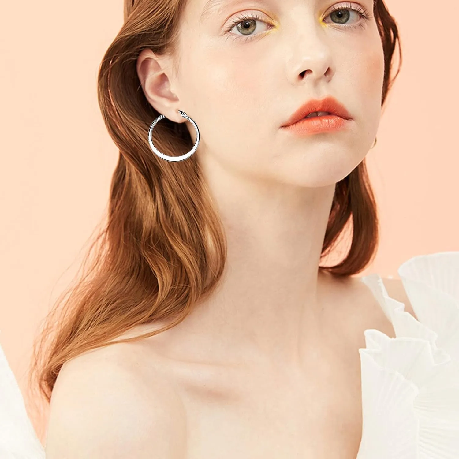 Gold Plated Chunky Hoop Earrings for Women,925 Sterling Silver Post Large Hoop Earrings Mothers Day Jewelry Gifts for Mother