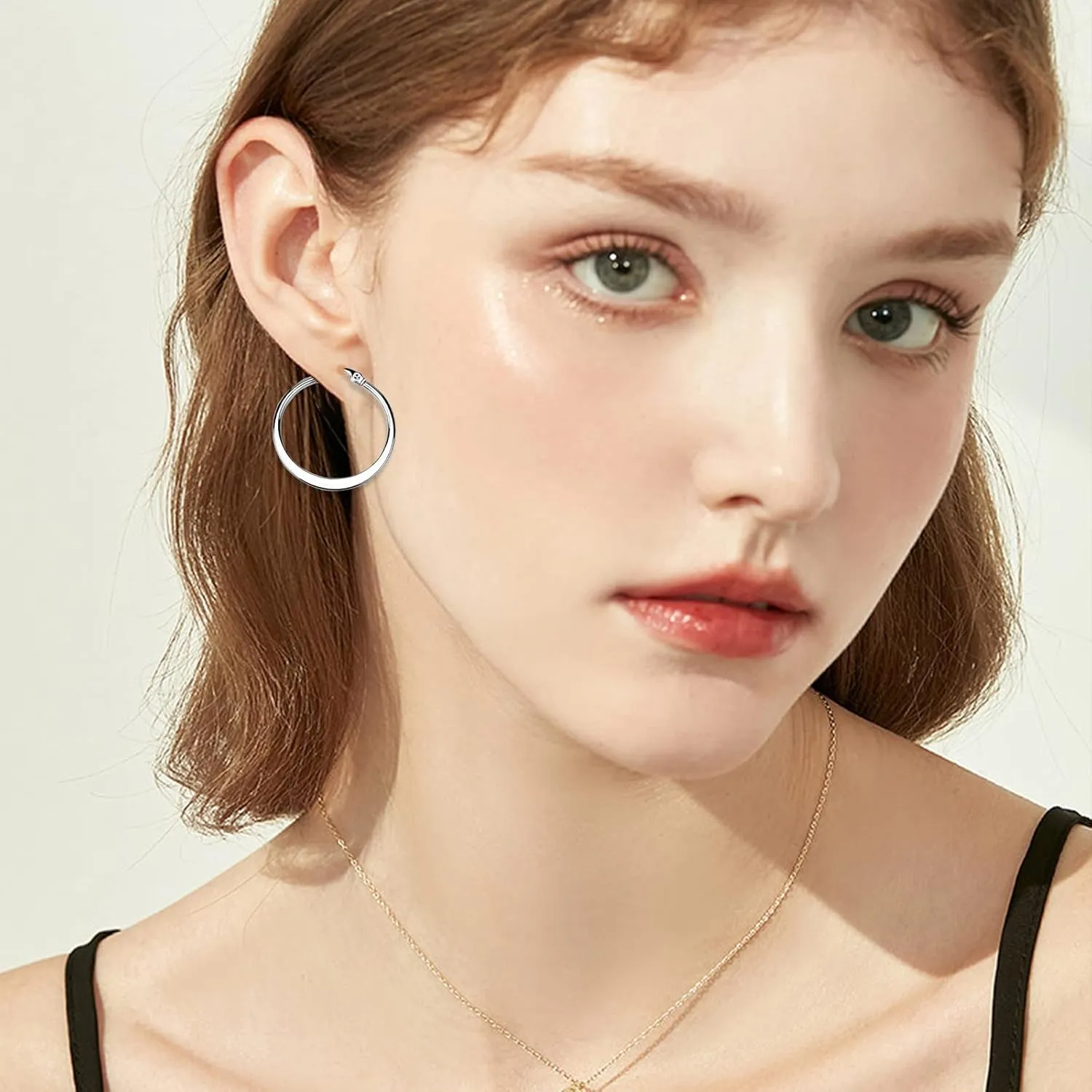 Gold Plated Chunky Hoop Earrings for Women,925 Sterling Silver Post Large Hoop Earrings Mothers Day Jewelry Gifts for Mother