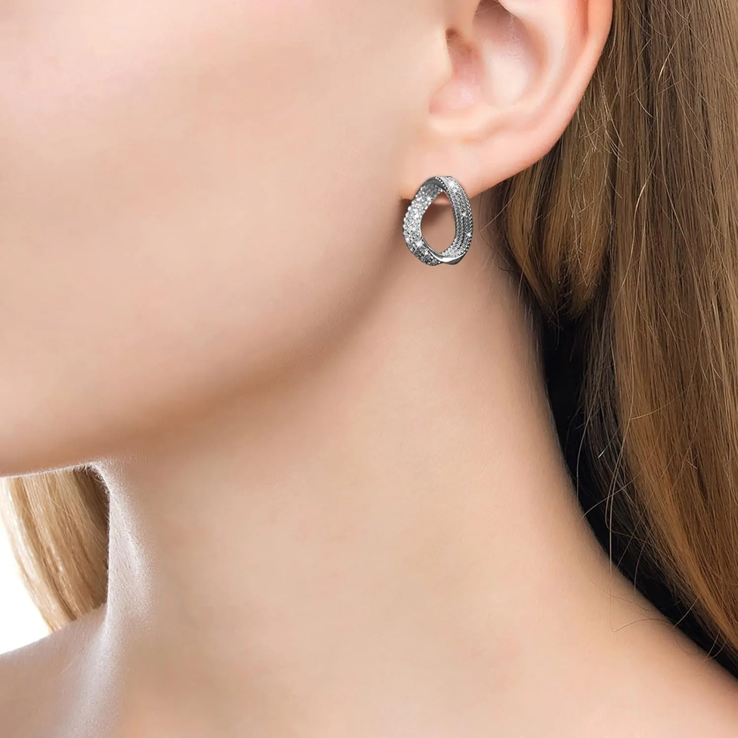 Gold Plated Hoop Earrings for Women,925 Sterling Silver Post CZ Hoops for Mother Girlfriend Jewelry Gifts for Valentine's Day