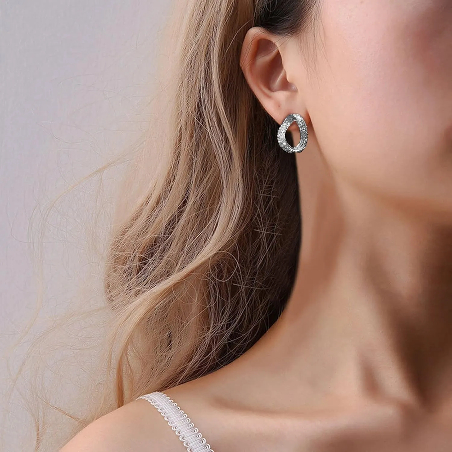 Gold Plated Hoop Earrings for Women,925 Sterling Silver Post CZ Hoops for Mother Girlfriend Jewelry Gifts for Valentine's Day