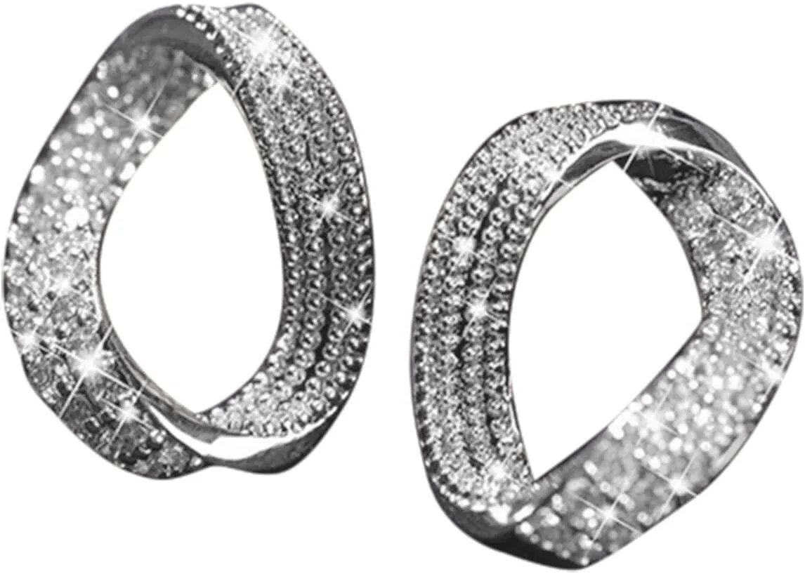 Gold Plated Hoop Earrings for Women,925 Sterling Silver Post CZ Hoops for Mother Girlfriend Jewelry Gifts for Valentine's Day