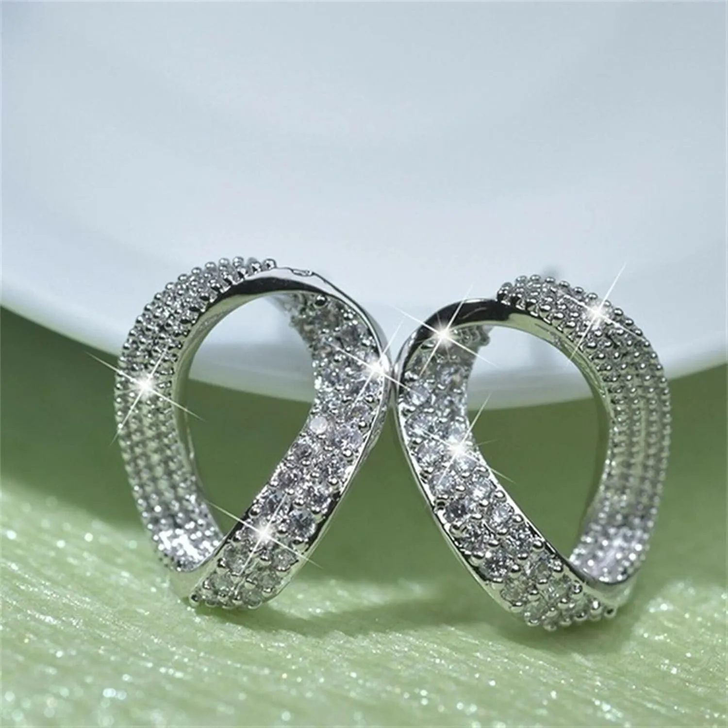 Gold Plated Hoop Earrings for Women,925 Sterling Silver Post CZ Hoops for Mother Girlfriend Jewelry Gifts for Valentine's Day