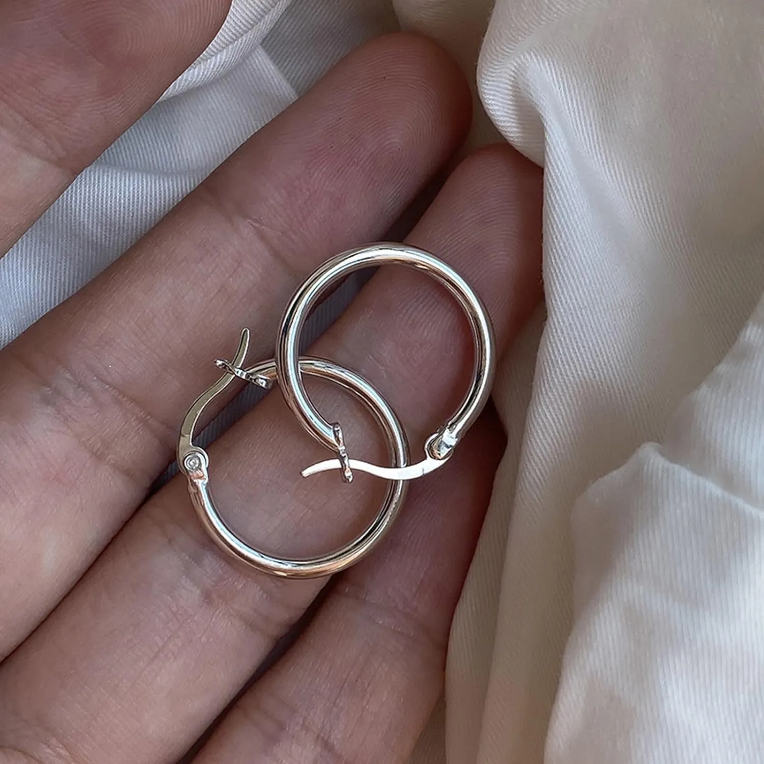 Gold Plated Hoop Earrings for Women,925 Sterling Silver Post Dangle Earrings for Mom Wife Jewelry Gifts for Valentine's Day