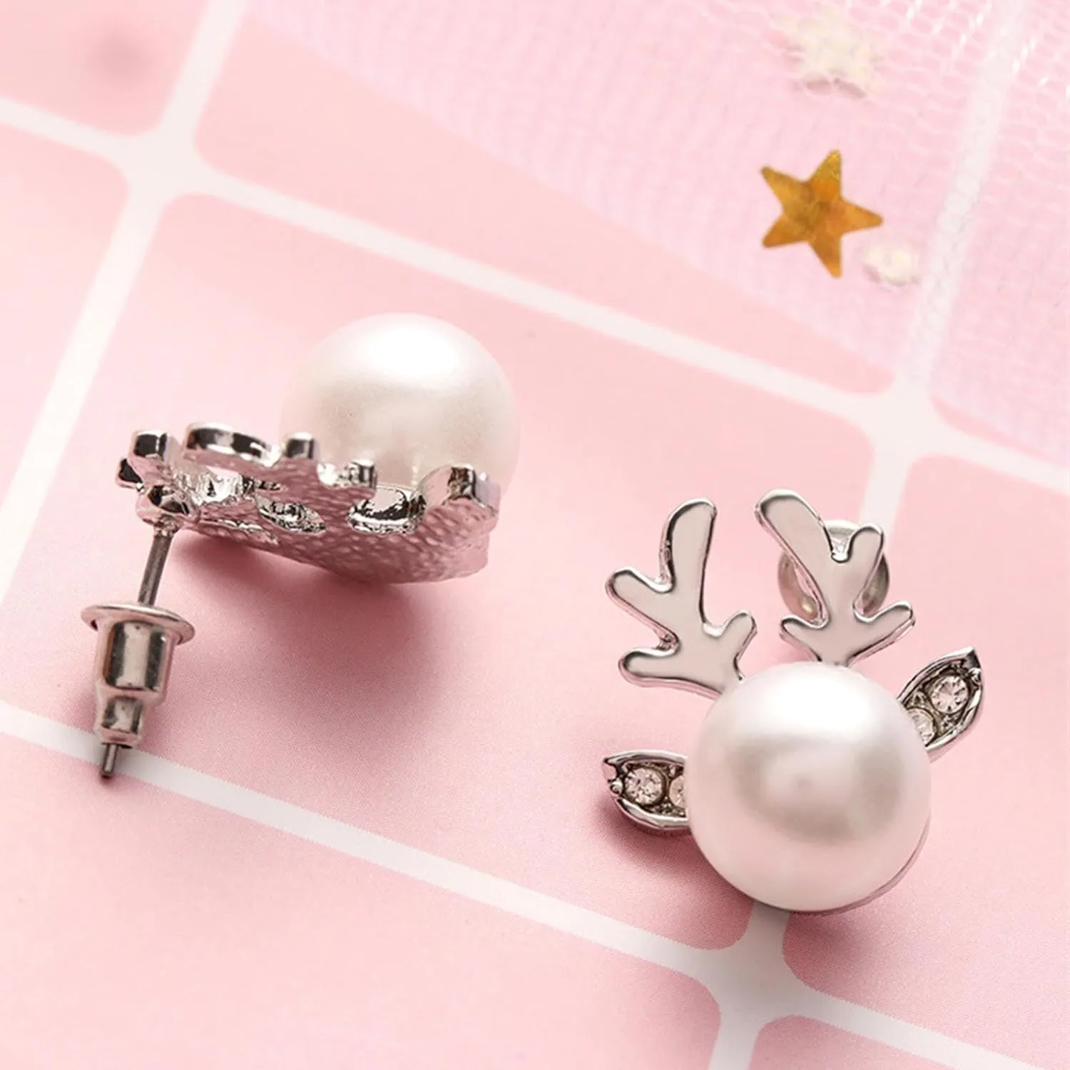 Gold Plated Pearl Stud Earrings for Women,Sterling Silver Classic Bridal Pearl Stud Earrings Trendy Jewelry Gifts for Her