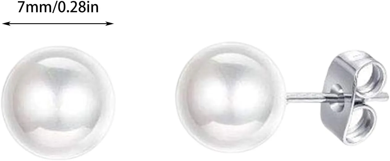 Gold Plated Pearl Stud Earrings for Women,Sterling Sliver Pearl Tiny Stud Trendy Jewelry Gifts for Birthday Xmas Mothers Day