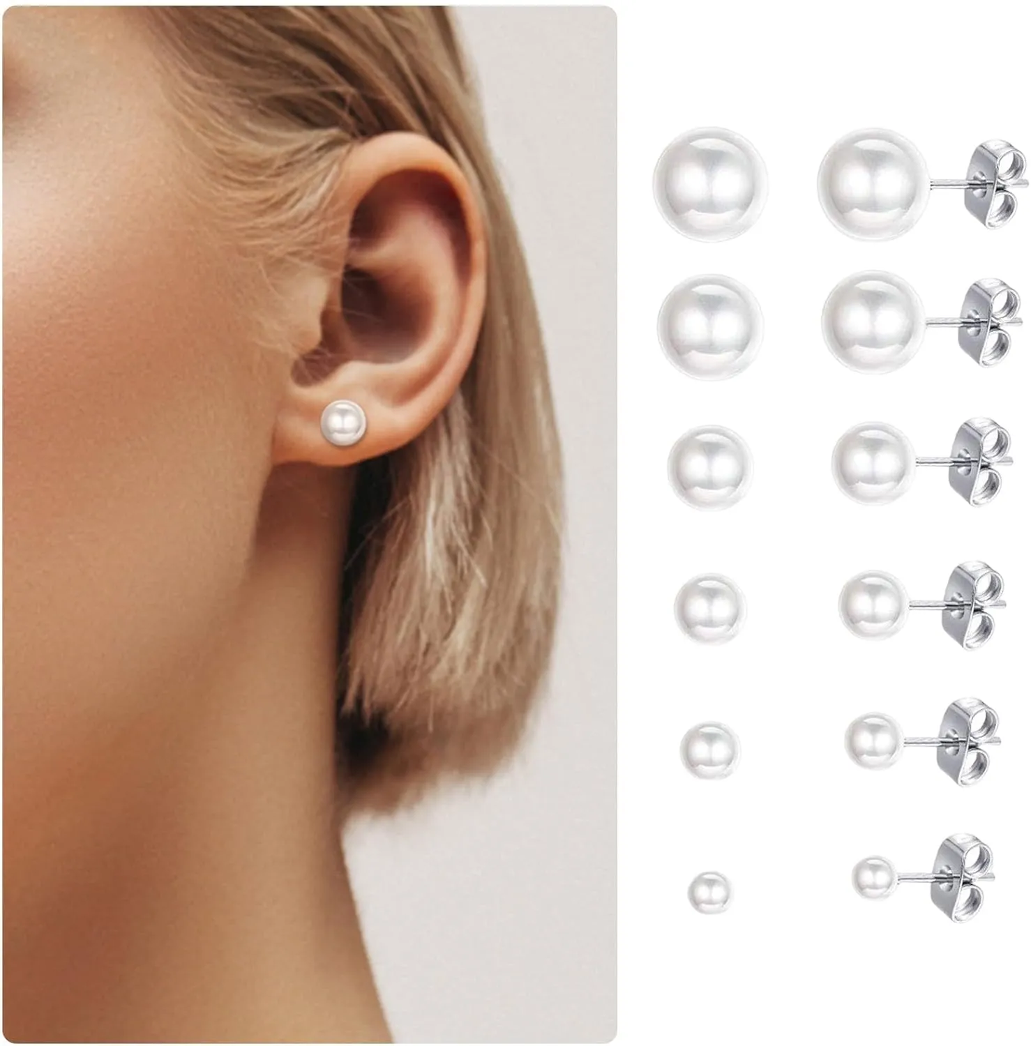 Gold Plated Pearl Stud Earrings for Women,Sterling Sliver Pearl Tiny Stud Trendy Jewelry Gifts for Birthday Xmas Mothers Day