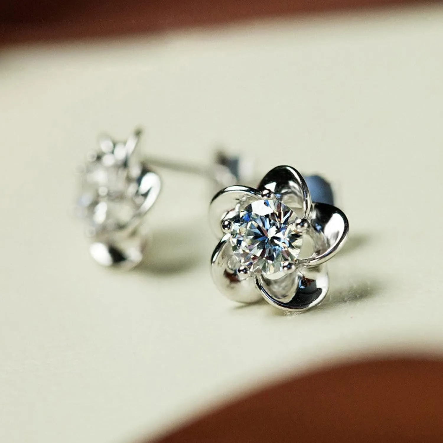 Gold Plated Silver Stud Earrings for Women,Brilliant Cut Cubic Zirconia Crystal Stud Birthday Jewelry Gift for Mom Girlfriend