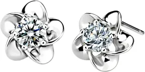 Gold Plated Silver Stud Earrings for Women,Brilliant Cut Cubic Zirconia Crystal Stud Birthday Jewelry Gift for Mom Girlfriend