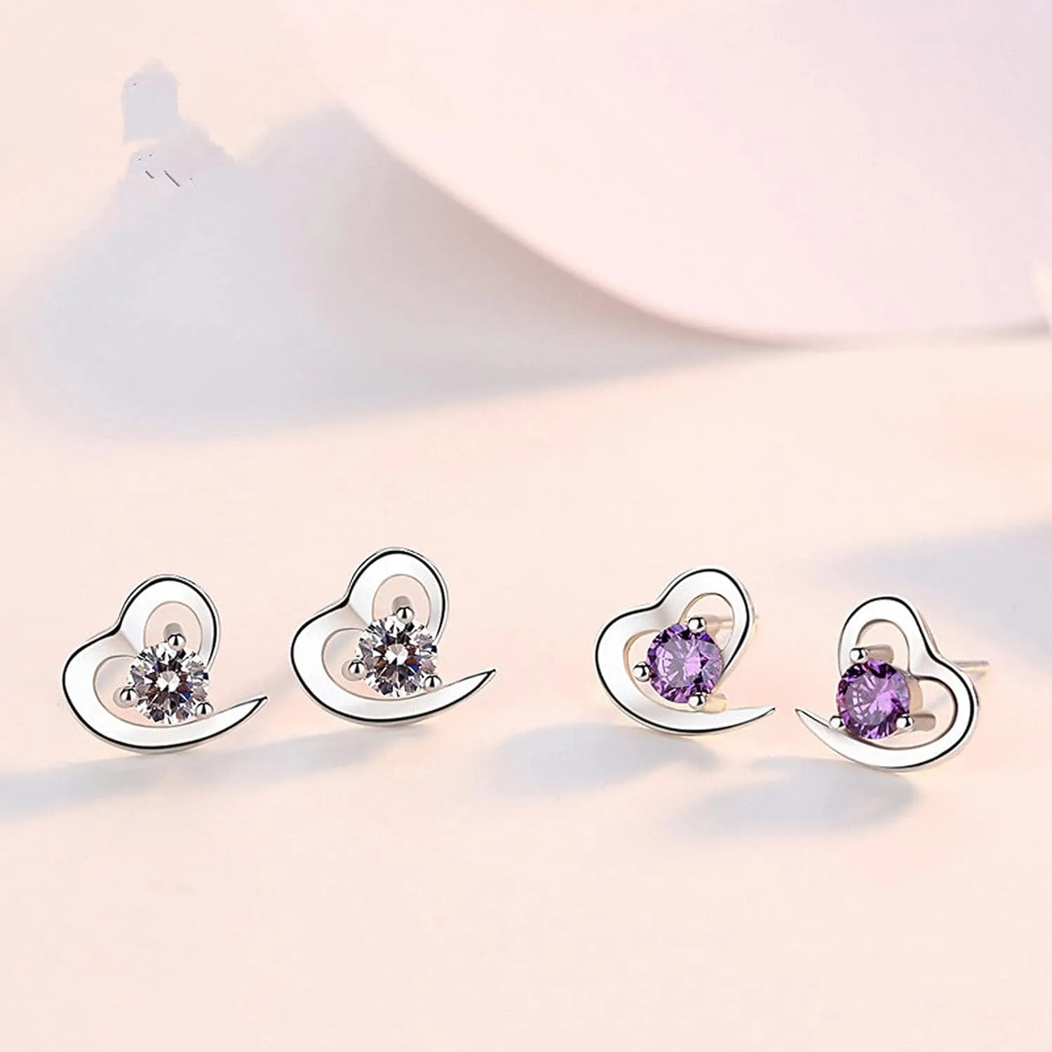 Gold Plated Silver Stud Earrings for Women,Brilliant Cut Cubic Zirconia Crystal Stud Birthday Jewelry Gift for Mom Girlfriend