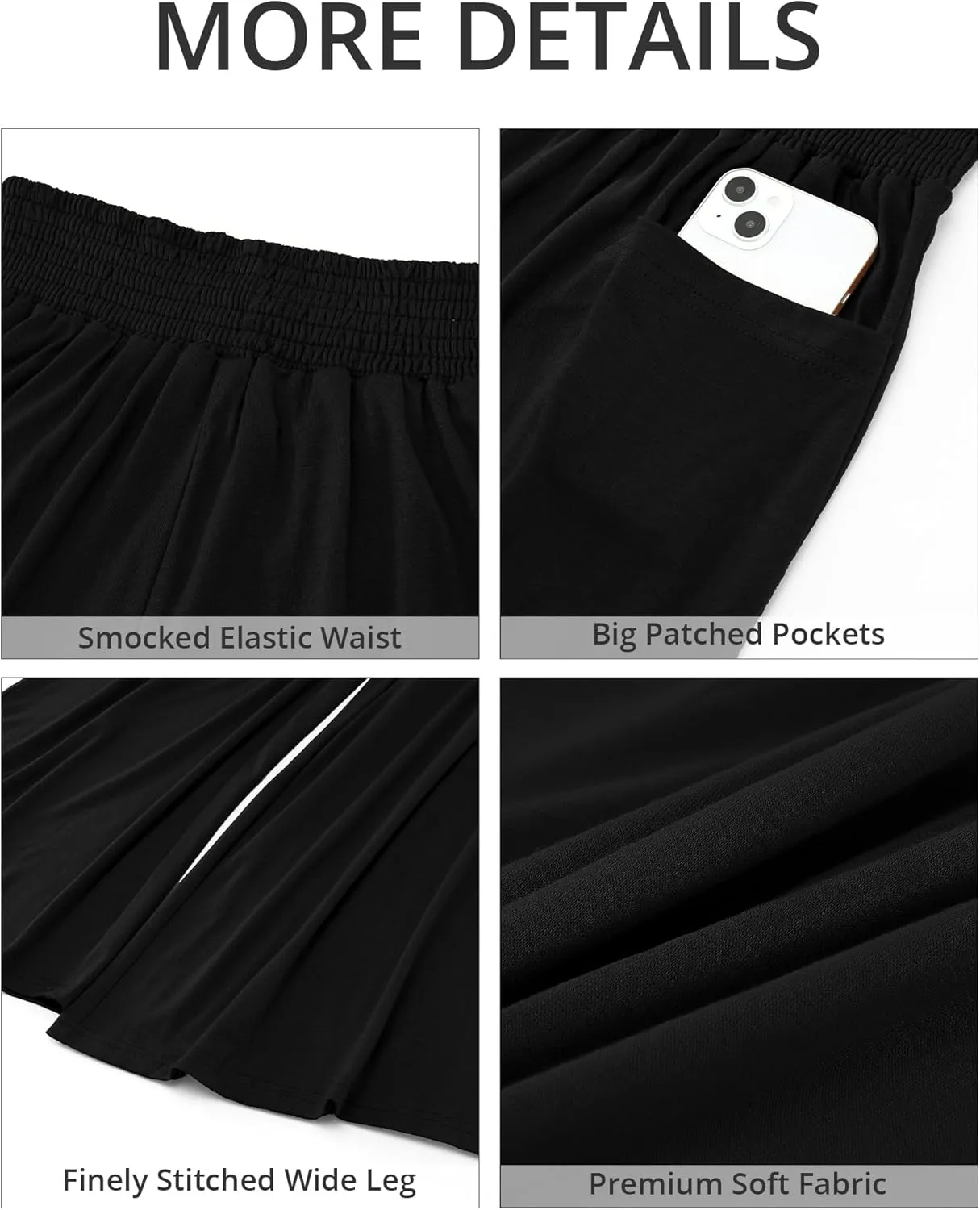 GRAPENT Wide Leg Pants for Women High Wasited Baggy Palazzo Pants Casual Pull On Bell Bottom Smocked Elastic Waist Pants