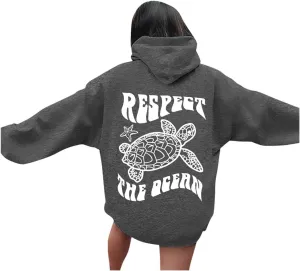 Graphic Crewneck Sweatshirts Women Pullover Ocean Beach Sunset Hoodie - Ocean Beach Hoodie Aesthetic