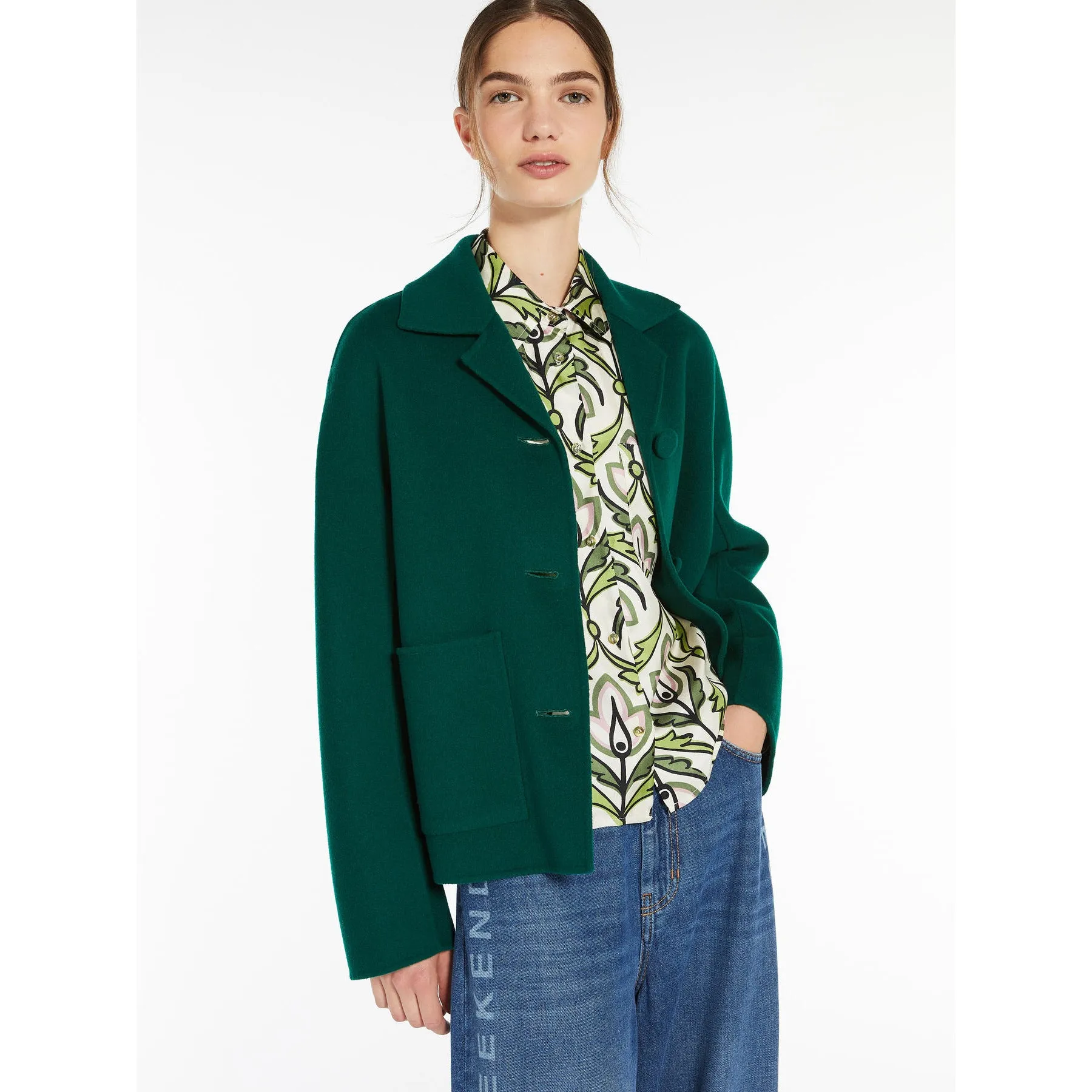 green Double-sided single-breasted jacket
