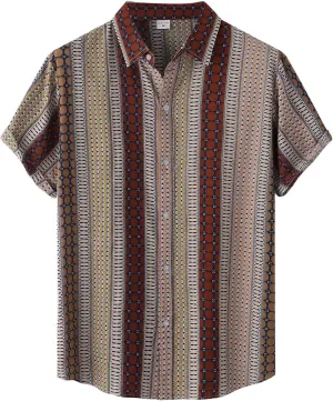 Hawaiian Shirt for Men Button Down Beach Tropical Shirts Cardigan Shirts Men's Striped Lapel Shirts Tshirts Shirts