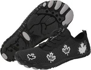 Hike Barefoot Shoes Women Men Non-Slip Athletic Footwear Wide Toe Box Shoes Grounded Footwear Maple Leaf Print Running Swimming Sneaker Quick Dry Hiking Shoe Lightweight Breathable Shoe