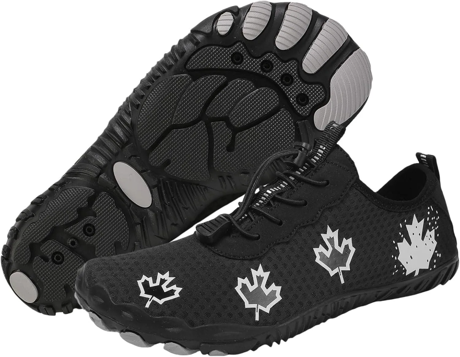 Hike Barefoot Shoes Women Men Non-Slip Athletic Footwear Wide Toe Box Shoes Grounded Footwear Maple Leaf Print Running Swimming Sneaker Quick Dry Hiking Shoe Lightweight Breathable Shoe