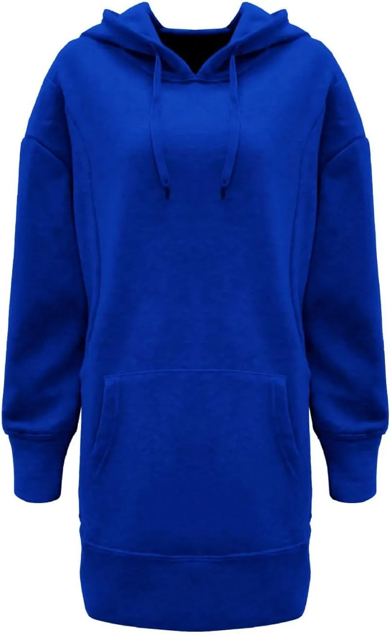 Hoodie Dress for Women 2024 Fall Long Sleeve Fleece Pullover Sweatshirts Oversized Hoodies with Kangaroo Pocket