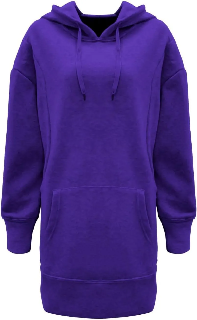 Hoodie Dress for Women 2024 Fall Long Sleeve Fleece Pullover Sweatshirts Oversized Hoodies with Kangaroo Pocket