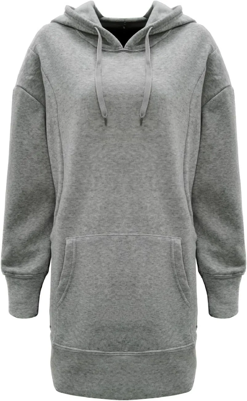 Hoodie Dress for Women 2024 Fall Long Sleeve Fleece Pullover Sweatshirts Oversized Hoodies with Kangaroo Pocket