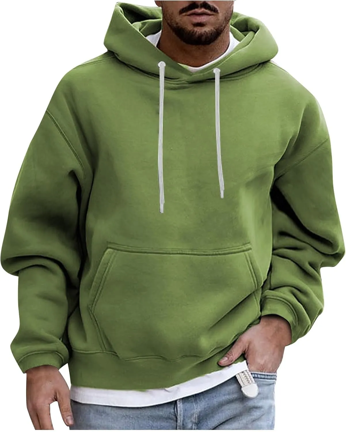 Hoodies for Men 2024 Men's Fleece Pullover Hoodie Loose Fit Ultra Soft Hooded Sweatshirt with Pockets