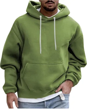 Hoodies for Men 2024 Men's Fleece Pullover Hoodie Loose Fit Ultra Soft Hooded Sweatshirt with Pockets