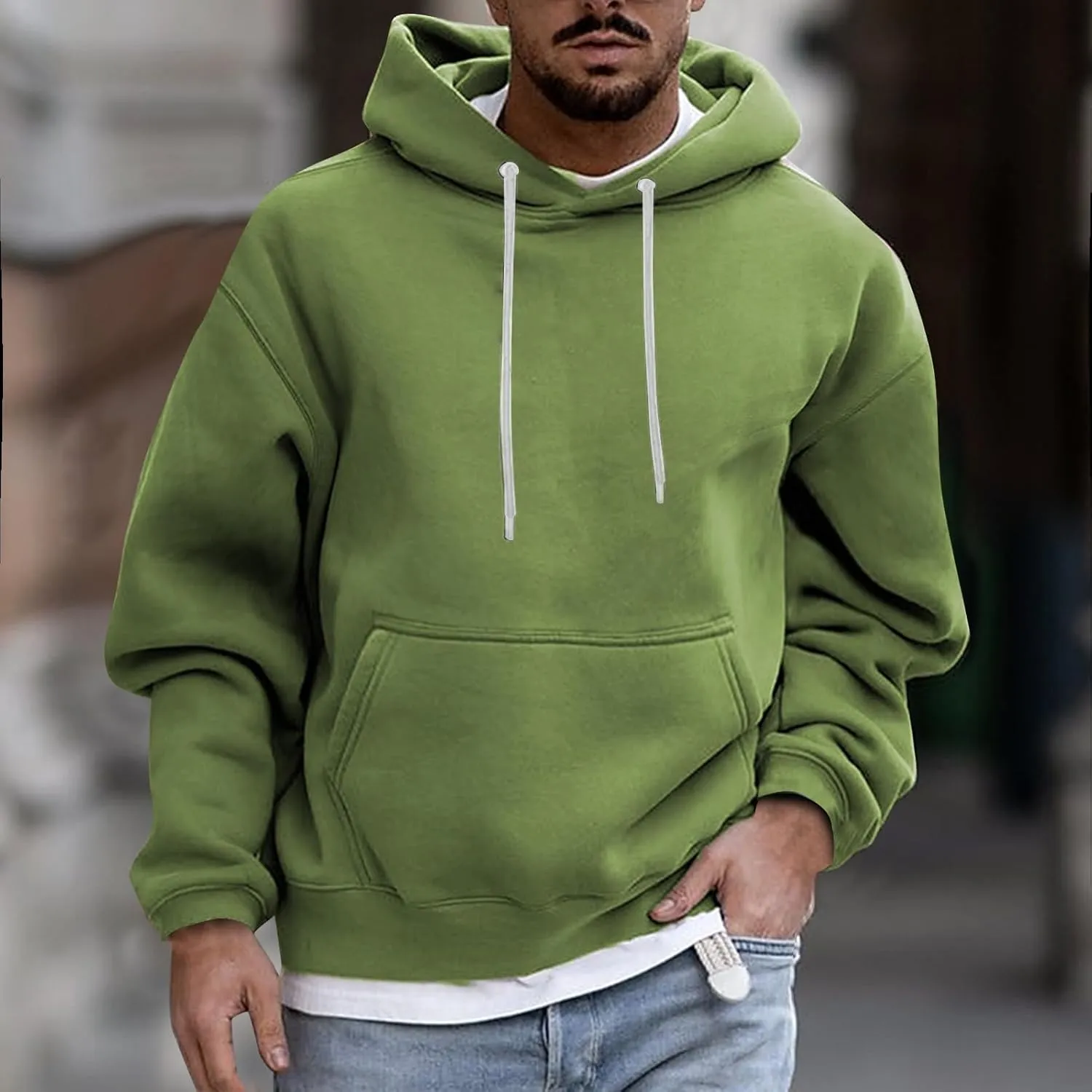 Hoodies for Men 2024 Men's Fleece Pullover Hoodie Loose Fit Ultra Soft Hooded Sweatshirt with Pockets