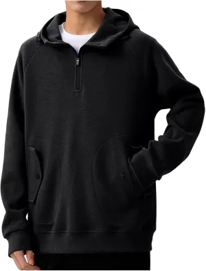Hoodies for Men Solid Color Quarter Zip Pullover Hoodie Plus Size Clothing Winter Clothes for Men 1/4 Zip Sweatshirt
