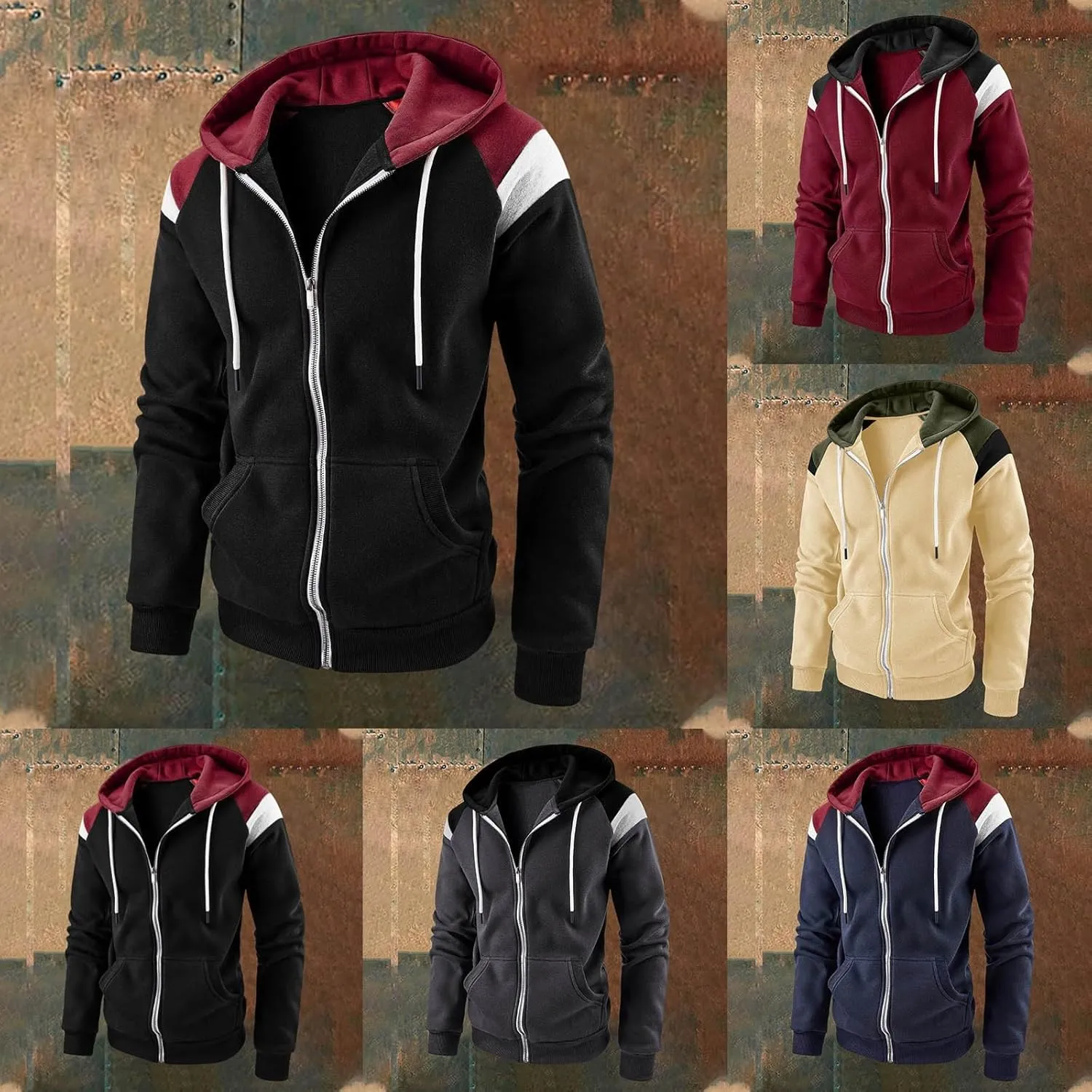 Hoodies for Men with Pockets Full Zip up Long Sleeve Sweatshirt Sports Lightweight Hooded Jacket Fall Y2k