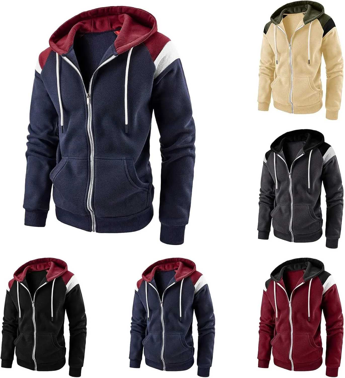 Hoodies for Men with Pockets Full Zip up Long Sleeve Sweatshirt Sports Lightweight Hooded Jacket Fall Y2k