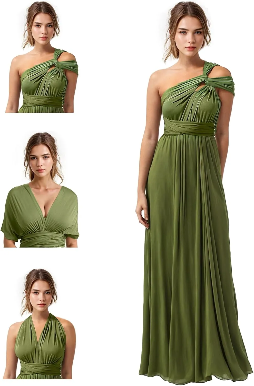 JAEDEN Bridesmaid Dresses Multiway Convertible - Long Bridesmaid Dresses Chiffon Pleat