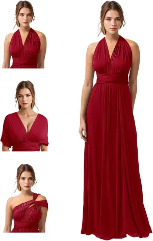 JAEDEN Bridesmaid Dresses Multiway Convertible - Long Bridesmaid Dresses Chiffon Pleat