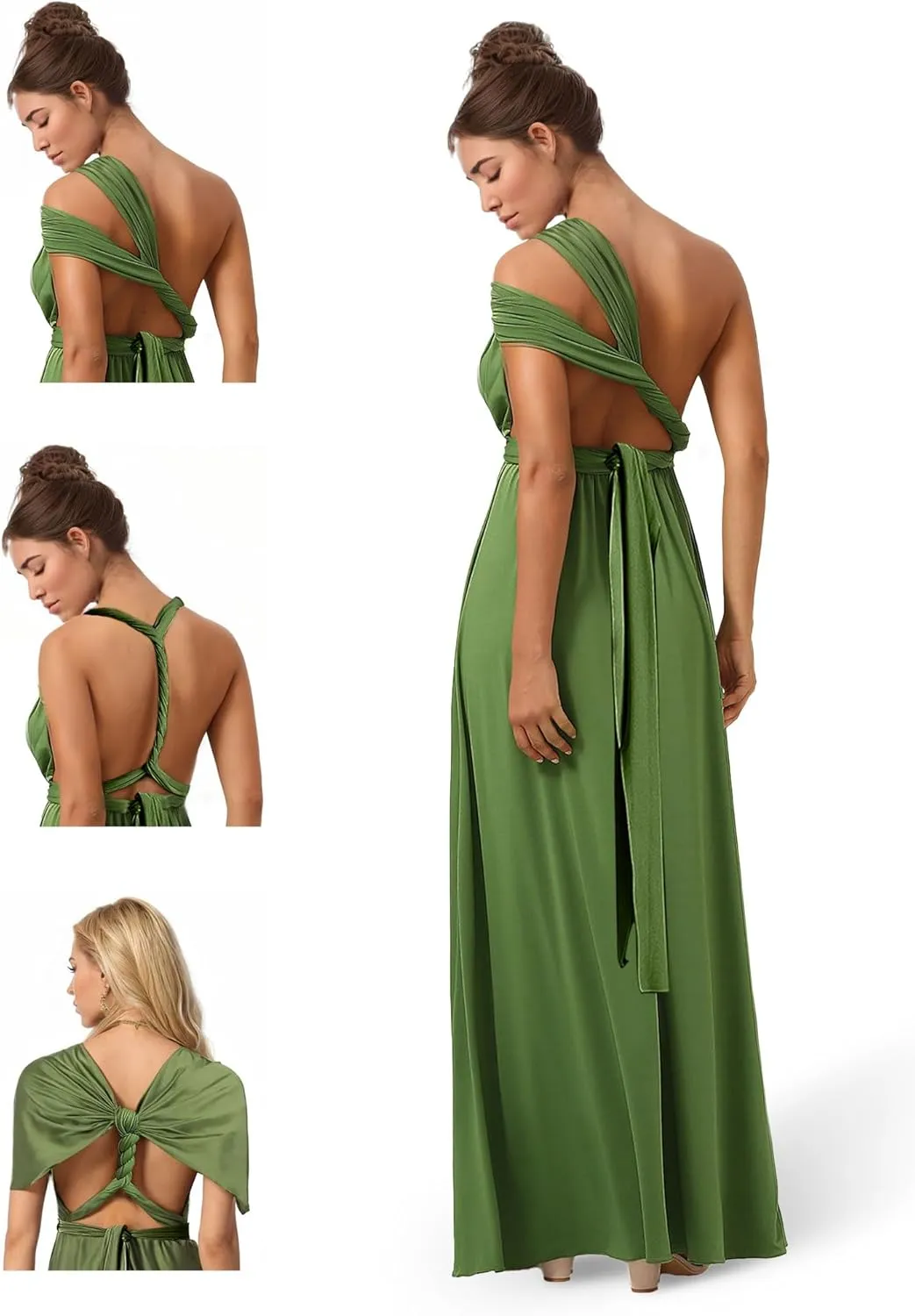 JAEDEN Bridesmaid Dresses Multiway Convertible - Long Bridesmaid Dresses Chiffon Pleat