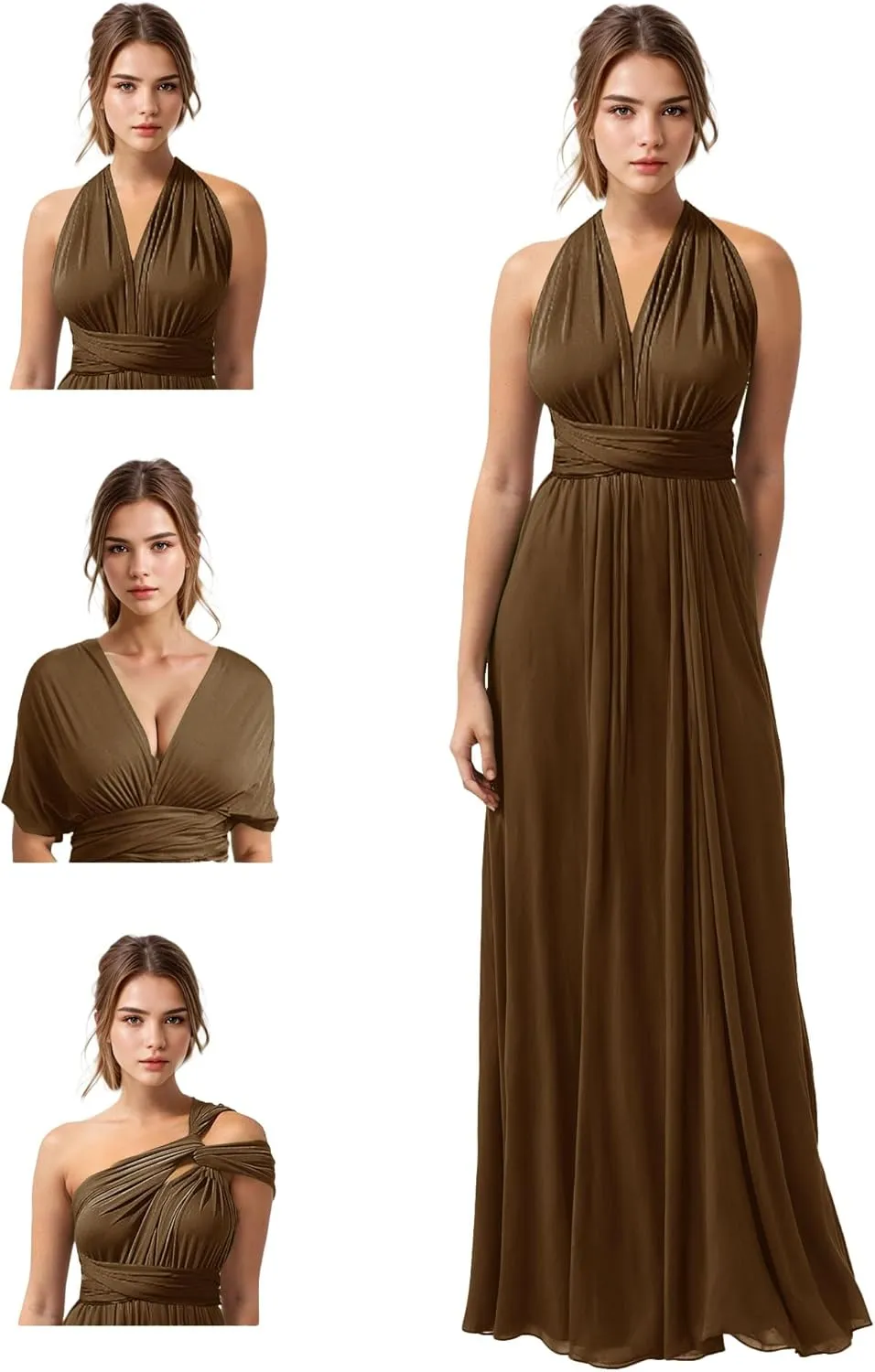 JAEDEN Bridesmaid Dresses Multiway Convertible - Long Bridesmaid Dresses Chiffon Pleat