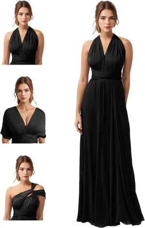 JAEDEN Bridesmaid Dresses Multiway Convertible - Long Bridesmaid Dresses Chiffon Pleat