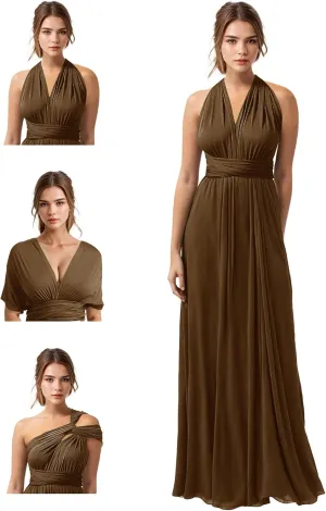 JAEDEN Bridesmaid Dresses Multiway Convertible - Long Bridesmaid Dresses Chiffon Pleat