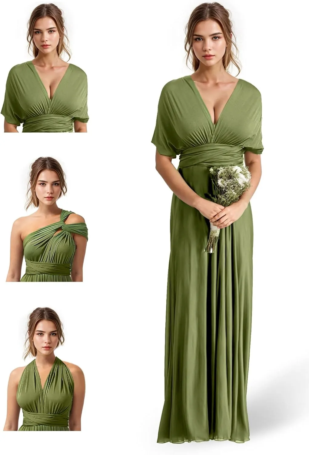 JAEDEN Bridesmaid Dresses Multiway Convertible - Long Bridesmaid Dresses Chiffon Pleat