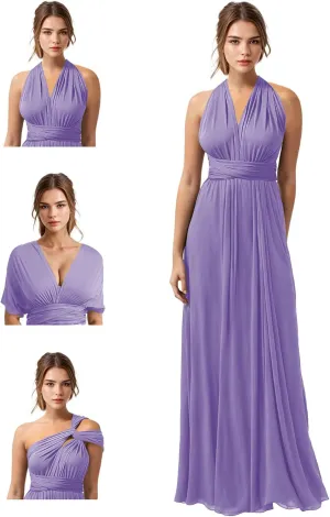 JAEDEN Bridesmaid Dresses Multiway Convertible - Long Bridesmaid Dresses Chiffon Pleat