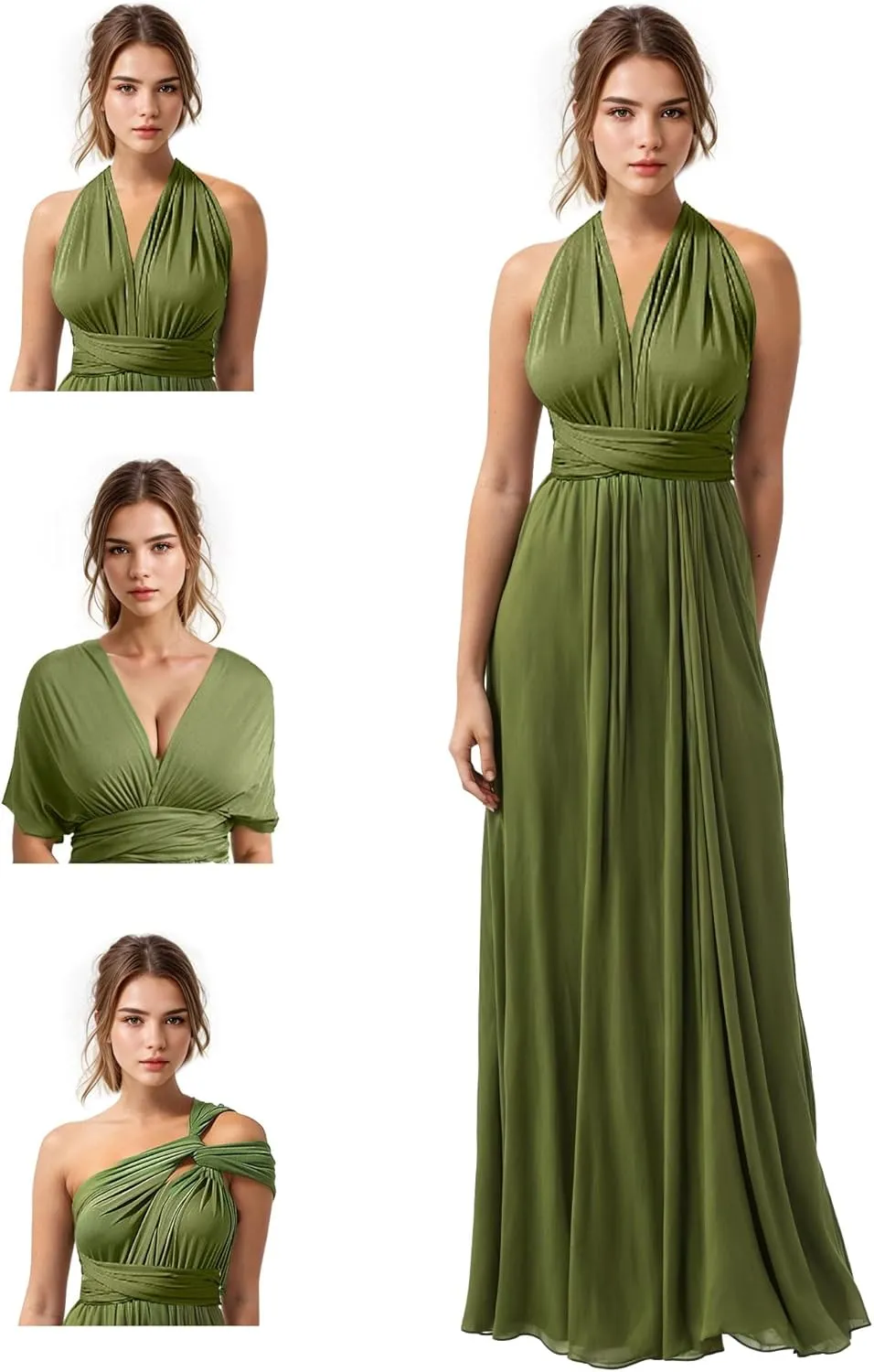 JAEDEN Bridesmaid Dresses Multiway Convertible - Long Bridesmaid Dresses Chiffon Pleat