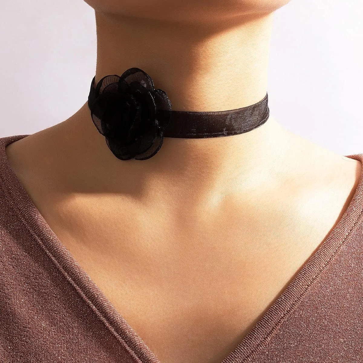 Jumwrit Sexy Black Lace Rose Choker Necklaces Bridal Necklaces Minimalist Necklaces Costume Accessories for Women